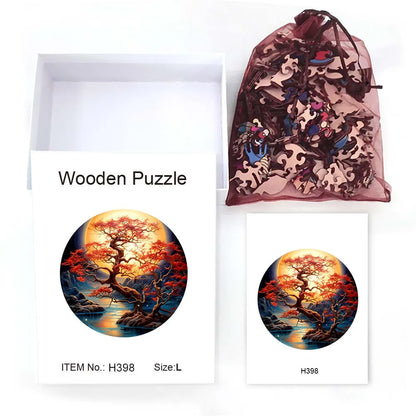 Puzzle 3D Arbre aux Couleurs d'Automne en Bois – Cadeau Élégant et Relaxant