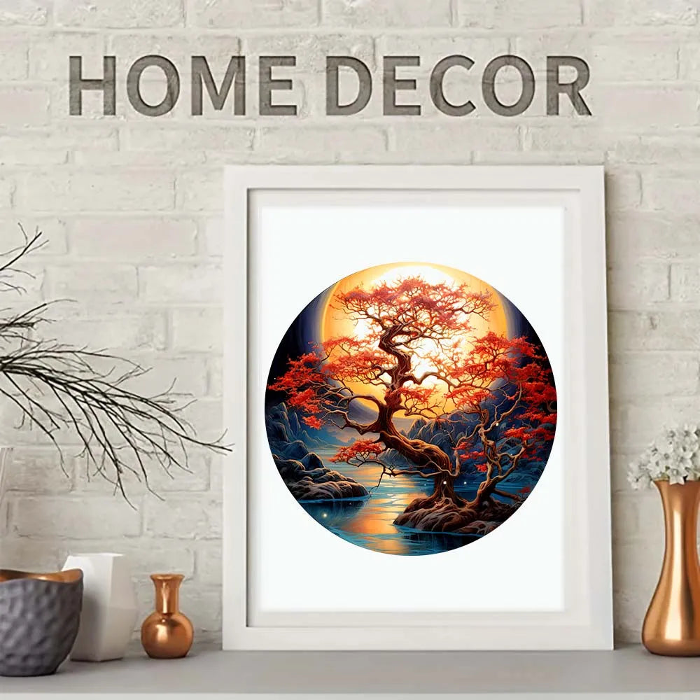 Puzzle 3D Arbre aux Couleurs d'Automne en Bois – Cadeau Élégant et Relaxant