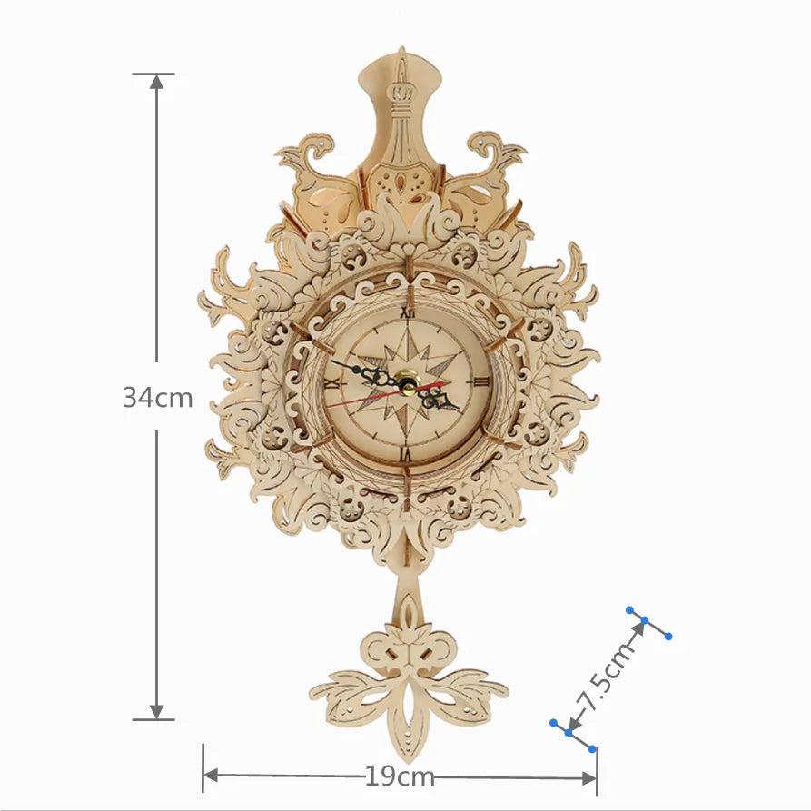 Nyvora Horloge Murale en Bois 3D – Kit de Construction DIY | Puzzle Rétro Mécanique pour Adolescents & Adultes