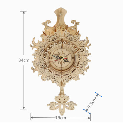 Nyvora Horloge Murale en Bois 3D – Kit de Construction DIY | Puzzle Rétro Mécanique pour Adolescents & Adultes