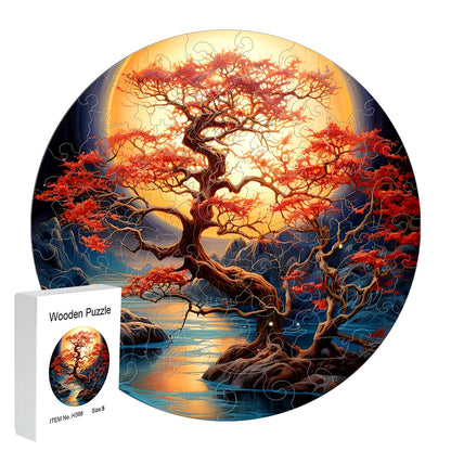 Puzzle 3D Arbre aux Couleurs d'Automne en Bois – Cadeau Élégant et Relaxant